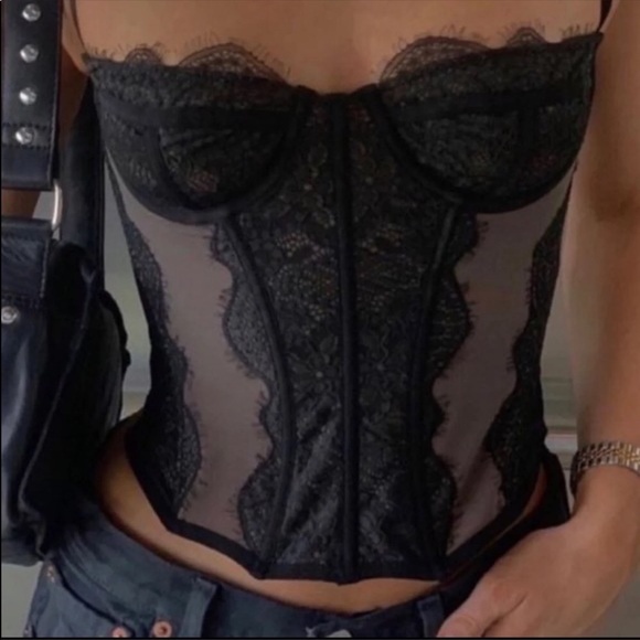 Urban Outfitters Out from Under Modern Love Corset Top Black - Picture 8 of 11